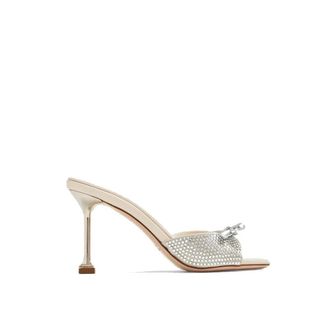 Miu Miu Heeled Mules, female, Gray, Size: 6 US Leather Crystals Mules