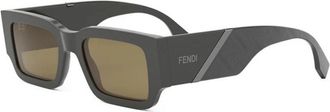 Fendi Authentieke Diagonale Bril met Premium Kwaliteit - Heren - Zonnebrillen - Bruin - 51 MM - Accessoires