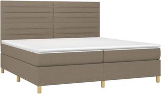vidaXL Vidaxl - Cama Box Spring Colch&oacute;n Y Luces Led Tela Gris Taupe 200x200 Cm