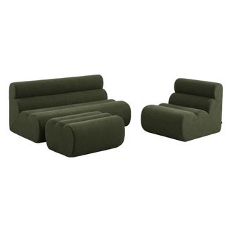 Sweeek Sof&aacute; envasado al vac&iacute;o modular de borreguito con reposapi&eacute;s, 3 plazas
