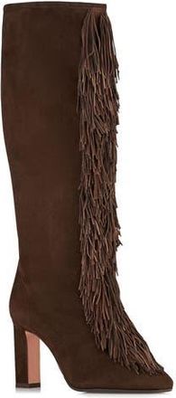 Aquazzura Gytane Fringe Front Knee High Boot in Espresso at Nordstrom Rack, Size 6.5Us / 36.5Eu