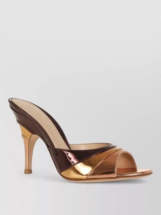 Gianvito Rossi metallic finish stiletto heel open back mules