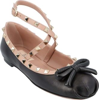 Valentino Womens Lambskin Rockstud Ballet Flat, Never Worn (Authentic Pre- Loved)