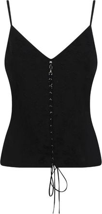 Alexander McQueen Top met bloemenjacquard en veterdetail - Dames - Tops zonder mouwen - Zwart - XS - Katoen - Tops