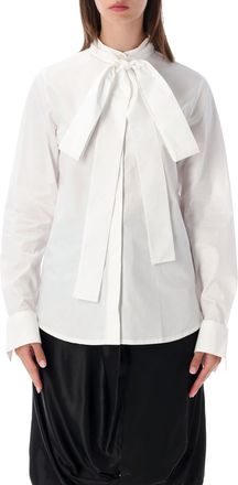 7 For All Mankind Bow Structured Cuffs Tie-Neck Shirt