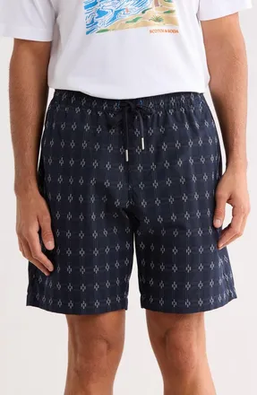 Scotch & Soda Geometric Print Stretch Cotton Shorts in Sky Captain at Nordstrom Rack, Size X-Large