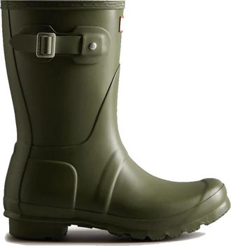 Hunter Korte Donker Olive Wellington Laarzen - Dames - Regenlaarzen - Groen - 37 EU - Polyester - Schoenen