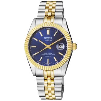 Gevril Group Mens Automatic West Village Swiss Sellita SW200 Blue Sunray Dial IPYG Stainless Steel Bracelet - Gold - One Size