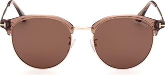 Tom Ford 55mm Gradient Round Sunglasses in Shiny Light Brown /Brown at Nordstrom Rack