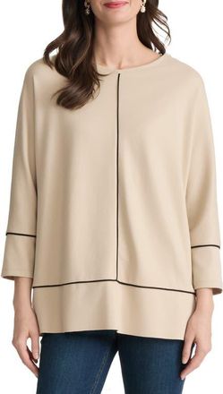 Jones New York Piped Dolman Sleeve Tunic in Jones Khaki/jones Black at Nordstrom, Size X-Small
