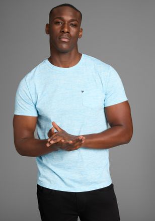 Bruno Banani T-Shirt BRUNO BANANI, Herren, Gr. 4XL (68/70), gr&uuml;n (petrol meliert), Single Jersey, Obermaterial: 60% Baumwolle, 40% Polyester, meliert, slim fit, Ru