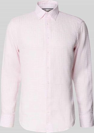 Christian Berg Regular Fit Leinenhemd mit Button-Down-Kragen in Hellrosa, Gr&ouml;&szlig;e 37/38