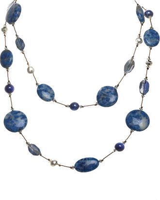 Margo Morrison New York Silver Gemstone Initial Toggle Necklace