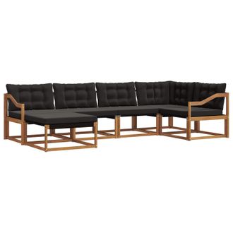 vidaXL Conjunto De Sof&aacute;s De Exterior Con Coj&iacute;n 6 Pcs Natural Y Negro Vidaxl