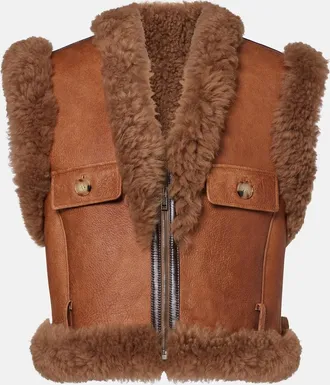 Chlo&eacute; Chlo&eacute; Shearling-trimmed leather vest