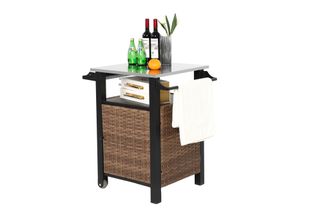 STILVORA Carro De Cocina Con 1 Puerta, 1 Caj&oacute;n, Ruedas Y Encimera De Acero Inoxidable Para Jard&iacute;n 76x57x85 Cm