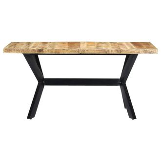 Berkfield Home Dining Table 160x80x75 cm Solid Rough Mango Wood in Brown | Size: 160 x 80 x 75 cm