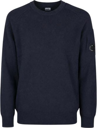 C.P. Company Maglione girocollo in lana dagnello con Lens - - Sweatshirts & Hoodies - Uomo - Blu - M