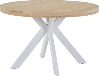 Vente-Unique Mesa de comedor extensible para 4 a 8 personas en MDF y acero - Natural claro y blanco - KOMONI