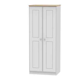 Welcome Furniture Westminster Ready Assembled 2 Door Wardrobe in Grey Matt & Riviera Oak - Welcome Furniture | TJ Hughes