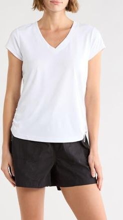 DKNY Ruched Tech T-Shirt in White at Nordstrom Rack, Size X-Large