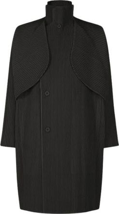 Issey Miyake Jassen, Heren, Zwart, L, Single-Breasted Coats