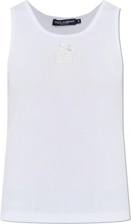 Dolce & Gabbana Fijngebreide Jersey Tanktop - Dames - Tops zonder mouwen - Wit - M - Katoen - Tops