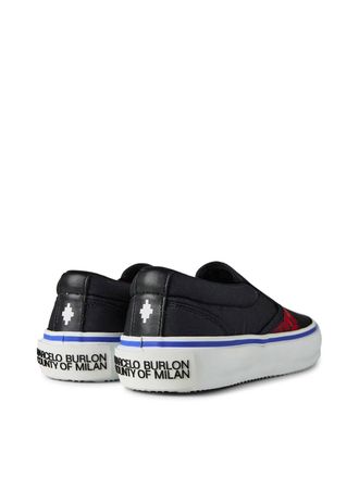 Marcelo Burlon Mens Icon Wings Logo Slip-On Sneakers Black Shoes >