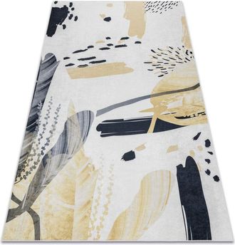 RugsX Rugsx - Alfombra Lavable Andre 1097 Abstracci&oacute;n Antideslizante - Blanco / Amarillo Multicolour 160x220 Cm