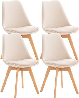 Clp Set 4 Sedie Pranzo Linares Beige Velluto