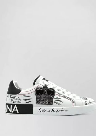 Dolce & Gabbana calfskin sneakers embellished crown graphic print