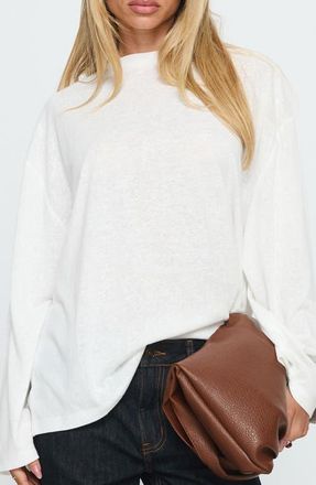 Princess Polly Zaydee Long Sleeve Recycled Cotton Blend Shirt in White at Nordstrom, Size 10