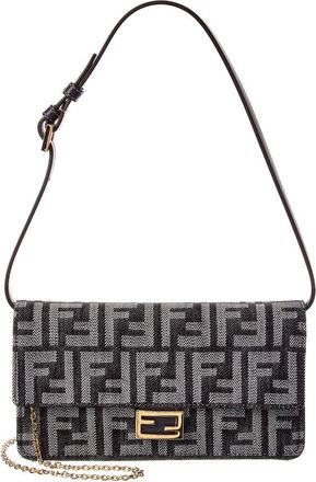 Fendi Fendi Baguette Ff Denim & Leather Wallet On Chain