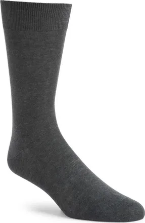 Canali Solid Cotton Dress Socks in Charcoal at Nordstrom, Size Medium