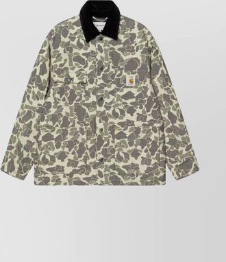 Carhartt Work in Progress camouflage chore coat featuring pockets