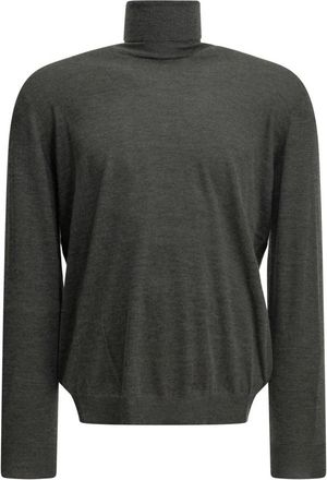 Brunello Cucinelli Cashmere and Silk Turtleneck Sweater - Heren - Cashmere truien - Grijs - XL - Kasjmier - Truien & Vesten