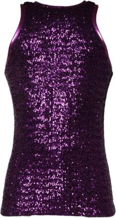Dolce & Gabbana Glinsterende Paarse Paillet Tanktop - Heren - Tops zonder mouwen - Paars - M - Nylon - Tops