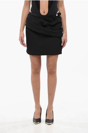 Versace Minigonna in Gabargina Drappeggiata con Fiocco taglia 42