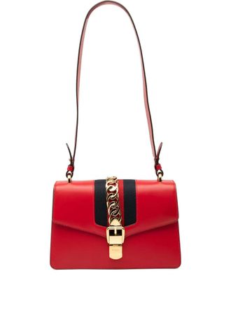Gucci 2016-2025 Small Leather Sylvie Web satchel - women - Calf Leather - One Size - Red