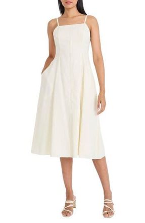 Maggy London Seam Detail Fit & Flare Midi Dress in Winter White at Nordstrom Rack, Size 18 (Similar To 16W)