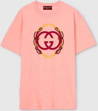 Gucci Cotton Jersey T-shirt With Print, Pink, Ready-to-wear