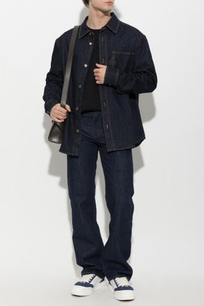 Casablanca Denim Shirt With Pocket, Mens, Navy Blue