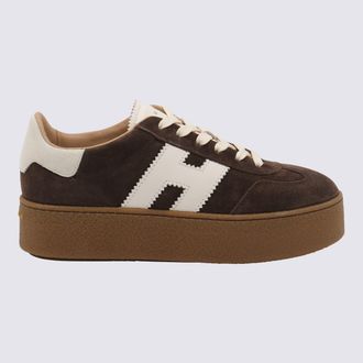 Hogan Brown Leather Sneakers