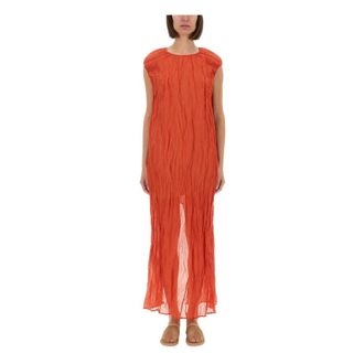Alysi Metallic Gauze Longuette Jurk - Dames - Maxi kleedjes - Rood - XS - Katoen - Kleedjes