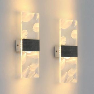 OEM 2 Apliques De Pared Led Para Interiores De 12 W, Luz Blanca C&aacute;lida De 3000 K, L&aacute;mpara De Pared Led Moderna De Acr&iacute;lico Con Forma De Pluma, Aplique De 