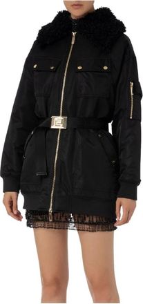 Elisabetta Franchi Aviator Puffer Jacket - Dames - Winterjassen - Zwart - S - Polyester - Jassen