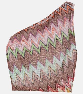 Missoni Zigzag one-shoulder lam&eacute; top