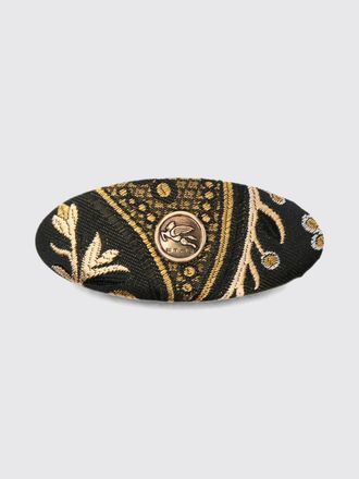 Etro Oval Jacquard Cotton Hair Clip with Metal Pegaso Logo