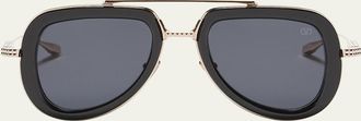 Valentino Garavani V-Story Titanium & Acetate Aviator Sunglasses