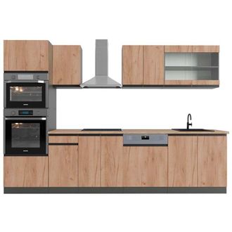 Vicco Mueble De Cocina R-line, Oro Power Roble/antracita, 300 Cm Con Armario Alto, Et Roble